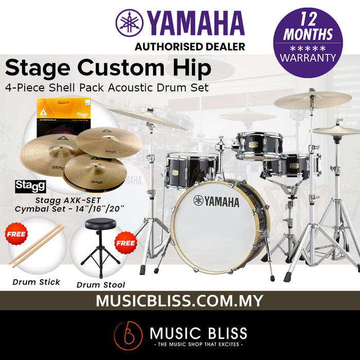 Yamaha Stage Custom Hip 4-Piece Shell Pack - Raven Black