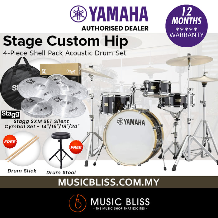 Yamaha Stage Custom Hip 4-Piece Shell Pack - Raven Black