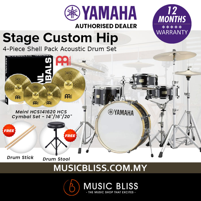 Yamaha Stage Custom Hip 4-Piece Shell Pack - Raven Black