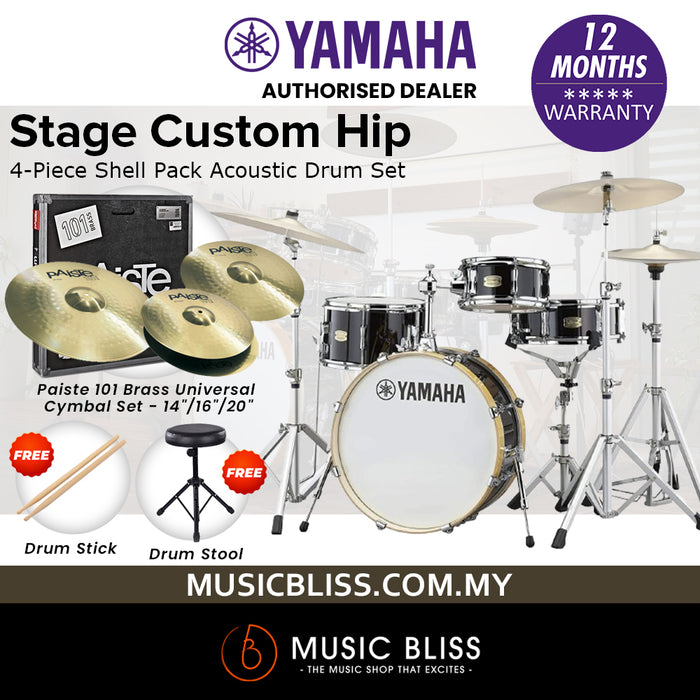 Yamaha Stage Custom Hip 4-Piece Shell Pack - Raven Black