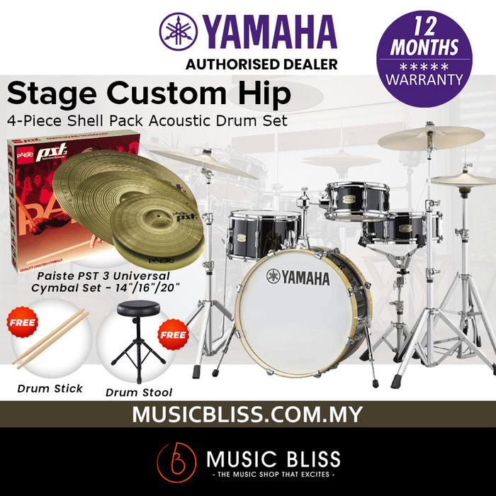 Yamaha Stage Custom Hip 4-Piece Shell Pack - Raven Black