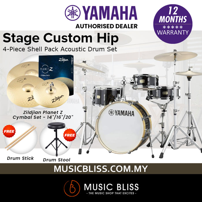 Yamaha Stage Custom Hip 4-Piece Shell Pack - Raven Black