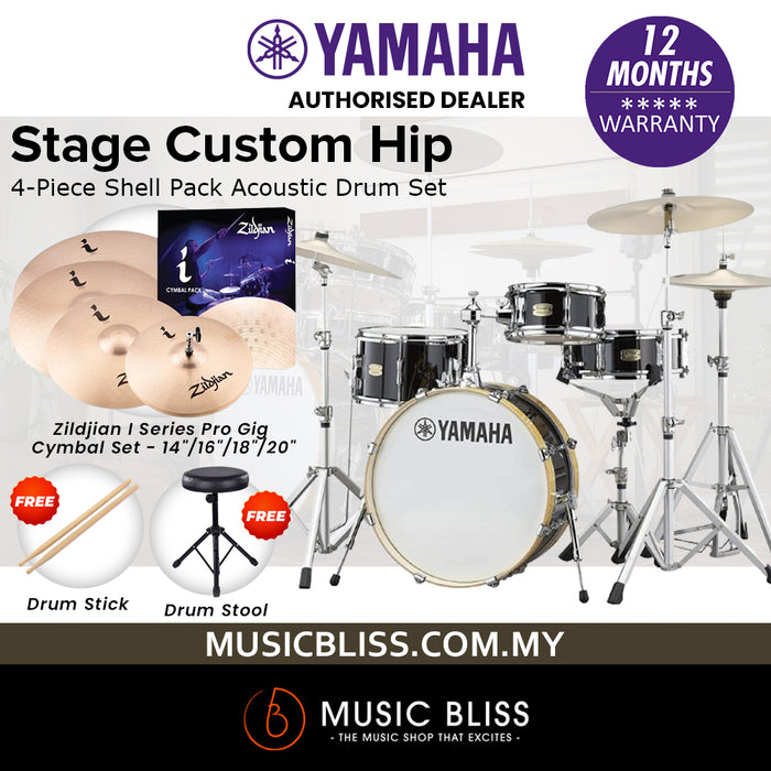 Yamaha Stage Custom Hip 4-Piece Shell Pack - Raven Black