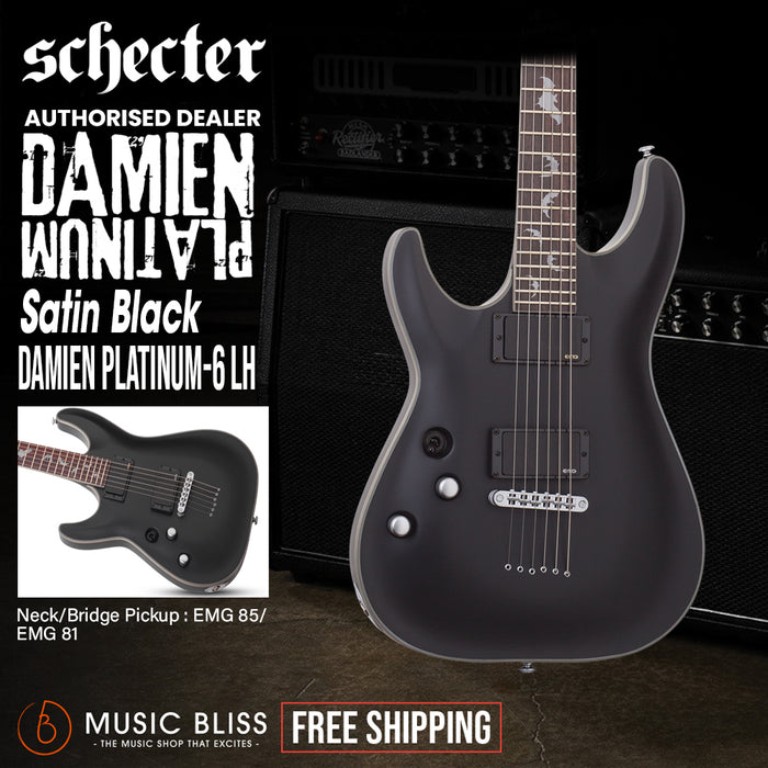 Schecter Damien Platinum-6 Left-Handed Electric Guitar - Satin Black
