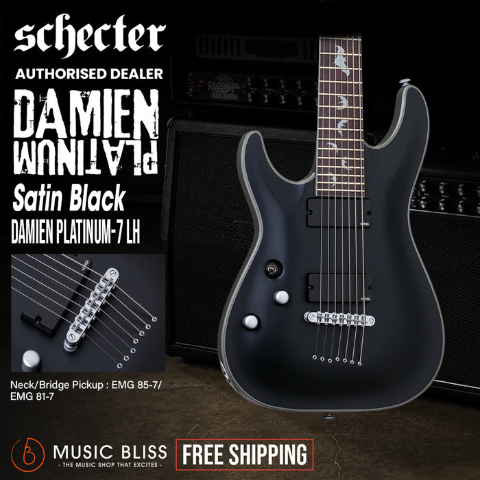 Schecter Damien Platinum-7 Left-Handed Electric Guitar - Satin Black