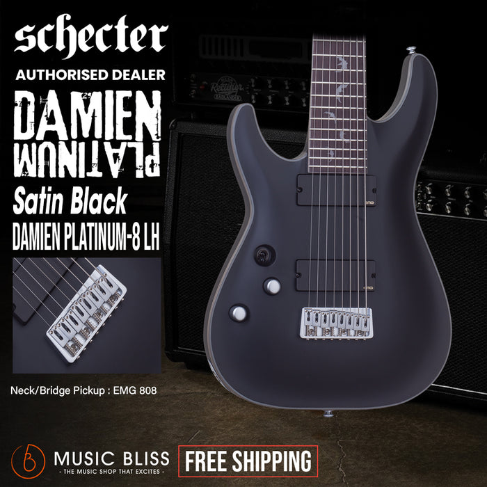 Schecter Damien Platinum-8 Left-Handed Electric Guitar - Satin Black