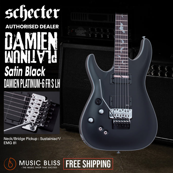 Schecter Damien Platinum-6 FR S Left-Handed Electric Guitar - Satin Black