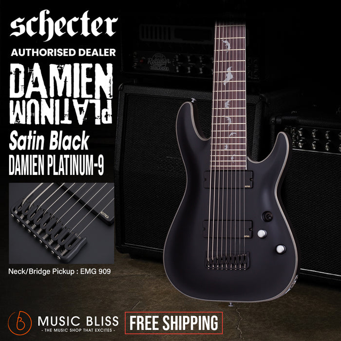 Schecter Damien Platinum-9 Electric Guitar - Satin Black