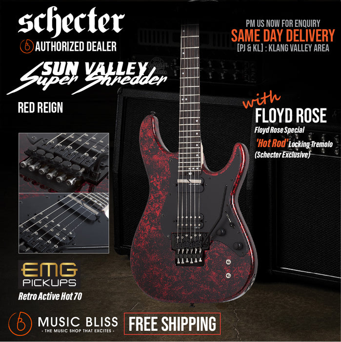 Schecter Sun Valley Super Shredder FR-S Electric Guitar - Red Reign - Music Bliss Malaysia