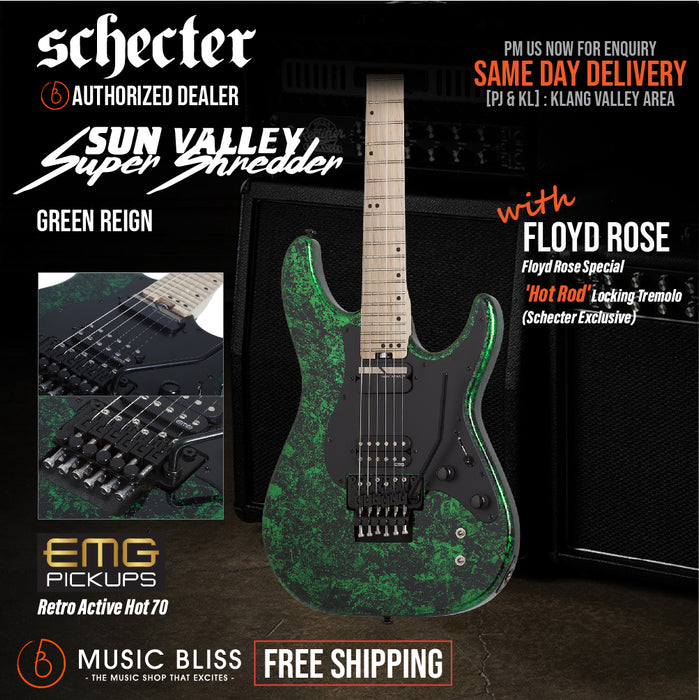 Schecter Sun Valley Super Shredder FR-S Electric Guitar - Green Reign - Music Bliss Malaysia