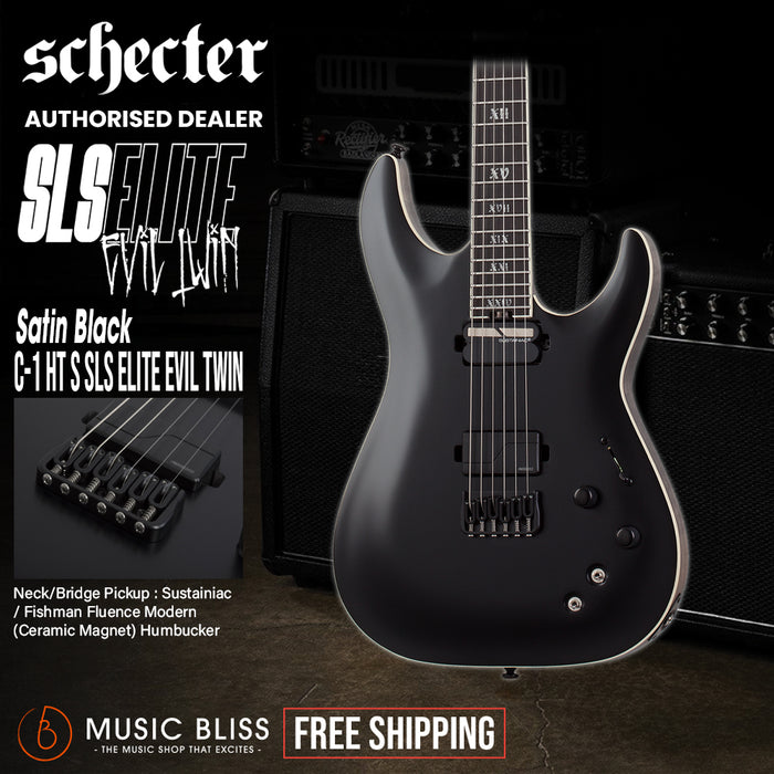 Schecter C-1-S HT SLS Elite Evil Twin Electric Guitar - Satin Black