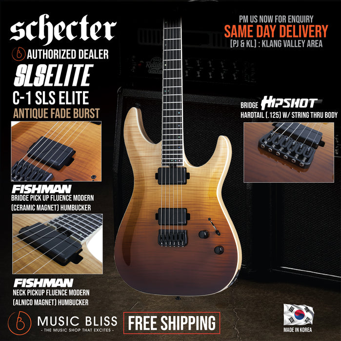 Schecter C-1 SLS Elite Electric Guitar - Antique Fade Burst [MIK] - Music Bliss Malaysia