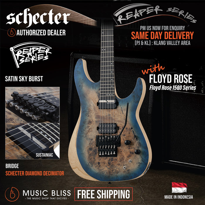 Schecter Reaper-6 FR-S - Satin Sky Burst [MII] - Music Bliss Malaysia