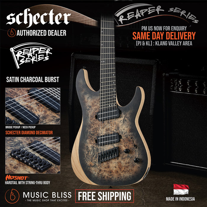 Schecter Reaper-7 Multiscale - Satin Charcoal Burst [MII] - Music Bliss Malaysia