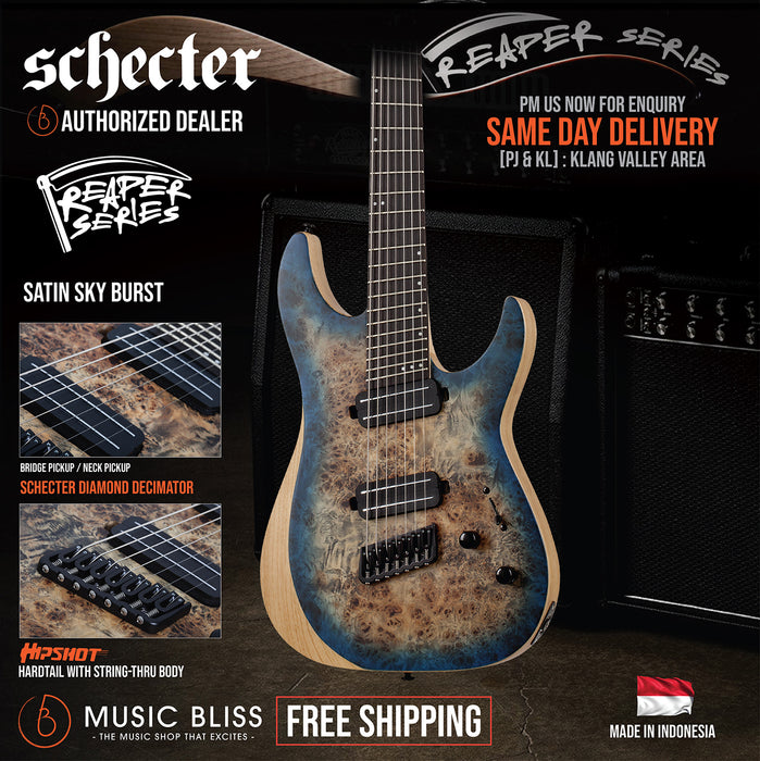 Schecter Reaper-7 Multiscale - Satin Sky Burst [MII] - Music Bliss Malaysia
