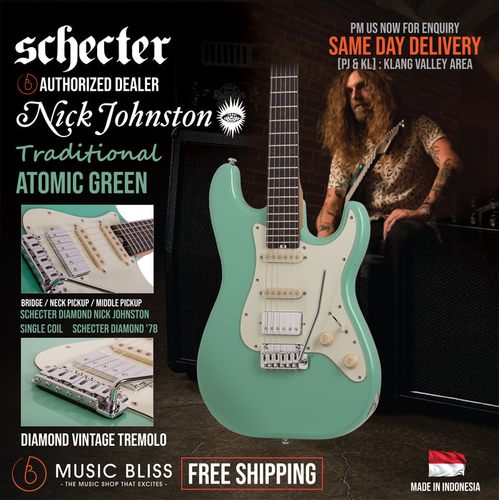 Schecter Nick Johnston Traditional H/S/S - Atomic Green [MII] - Music Bliss Malaysia