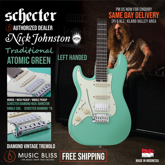 Schecter Nick Johnston Traditional H/S/S Left-Handed- Atomic Green [MII] - Music Bliss Malaysia
