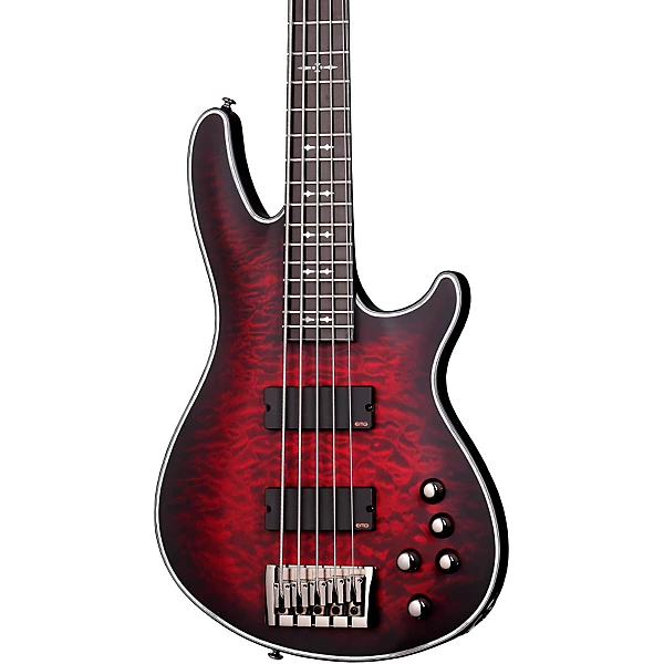 Schecter Hellraiser Extreme-5 Bass Guitar- Crimson Red Burst Satin