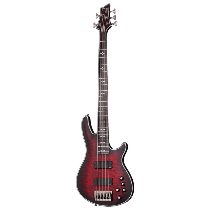 Schecter Hellraiser Extreme-5 Bass Guitar- Crimson Red Burst Satin