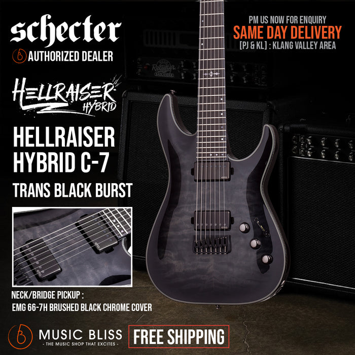 Schecter Hellraiser Hybrid C-7 Electric Guitar - Trans Black Burst