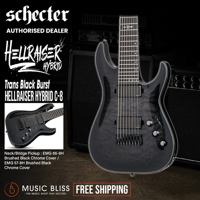 Schecter Hellraiser Hybrid C-8 Electric Guitar - Trans Black Burst