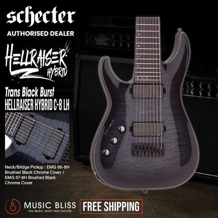 Schecter Hellraiser Hybrid C-8 Left-Handed Electric Guitar - Trans Black Burst