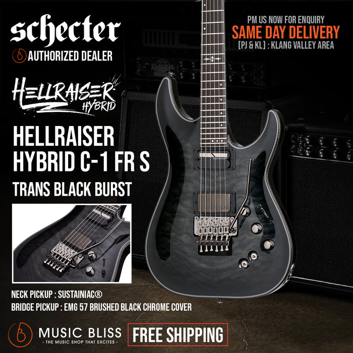 Schecter Hellraiser Hybrid C-1 FR S Electric Guitar - Trans Black Burst