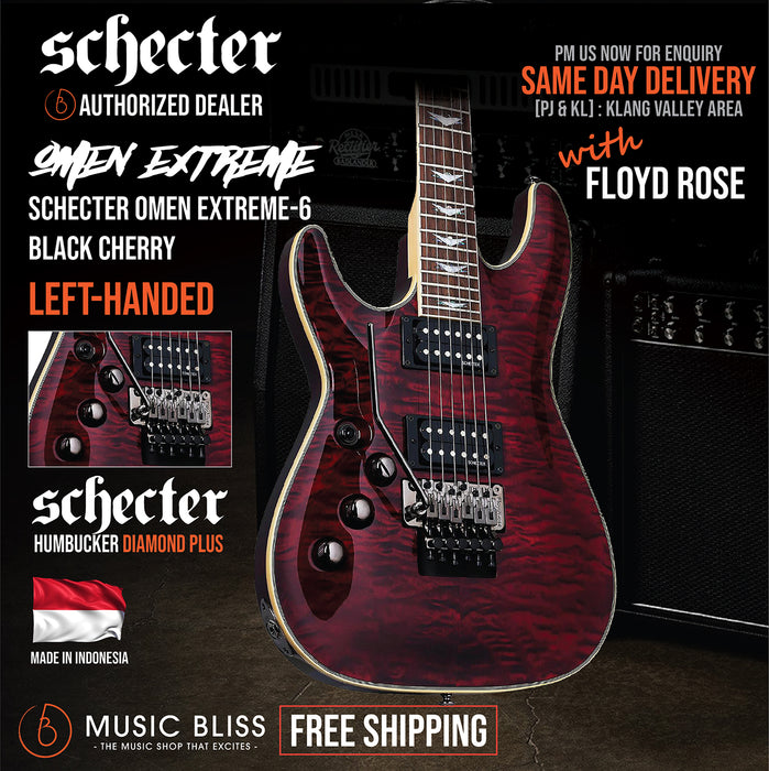 Schecter Omen Extreme-6 with Floyd Rose Left-Handed - Black Cherry [MII] - Music Bliss Malaysia