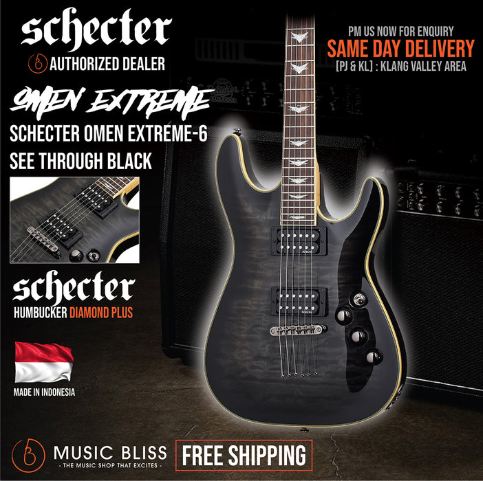 Schecter Omen Extreme-6 Electric Guitar - See Through Black [MII] - Music Bliss Malaysia