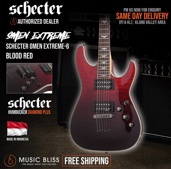 Schecter Omen Extreme-6 Electric Guitar - Blood Red [MII] - Music Bliss Malaysia