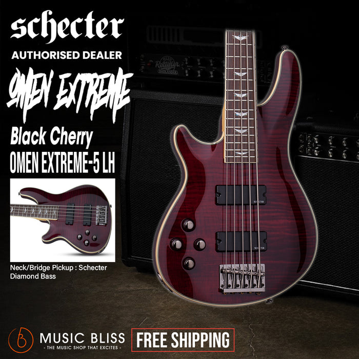 Schecter Omen Extreme-5 Left-Handed Electric Bass Guitar - Black Cherry