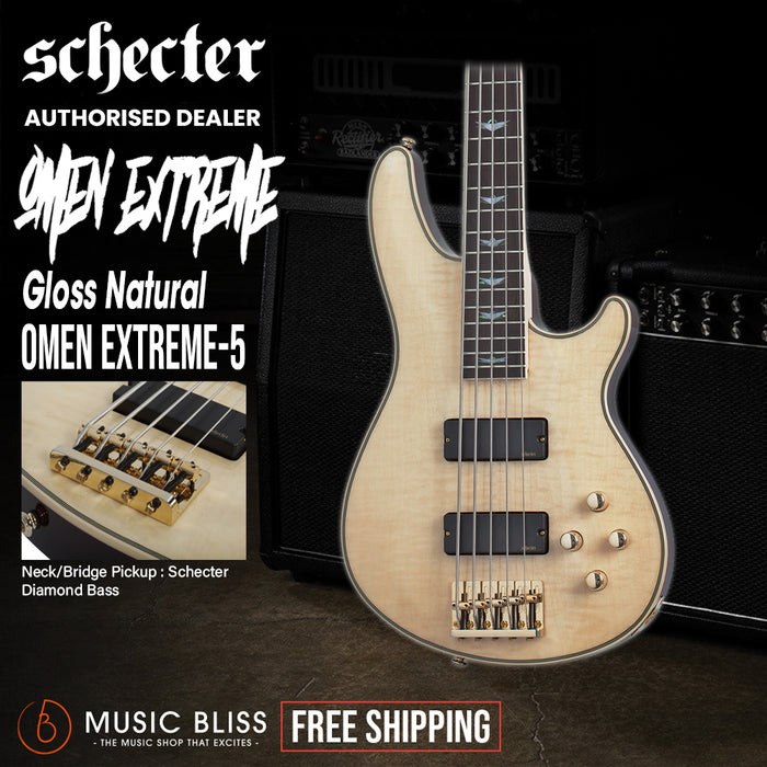 Schecter Omen Extreme-5 Electric Bass Guitar - Gloss Natural