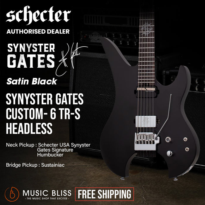 Schecter Synyster Gates Custom-6 TR-S Signature Headless Electric Guitar - Black