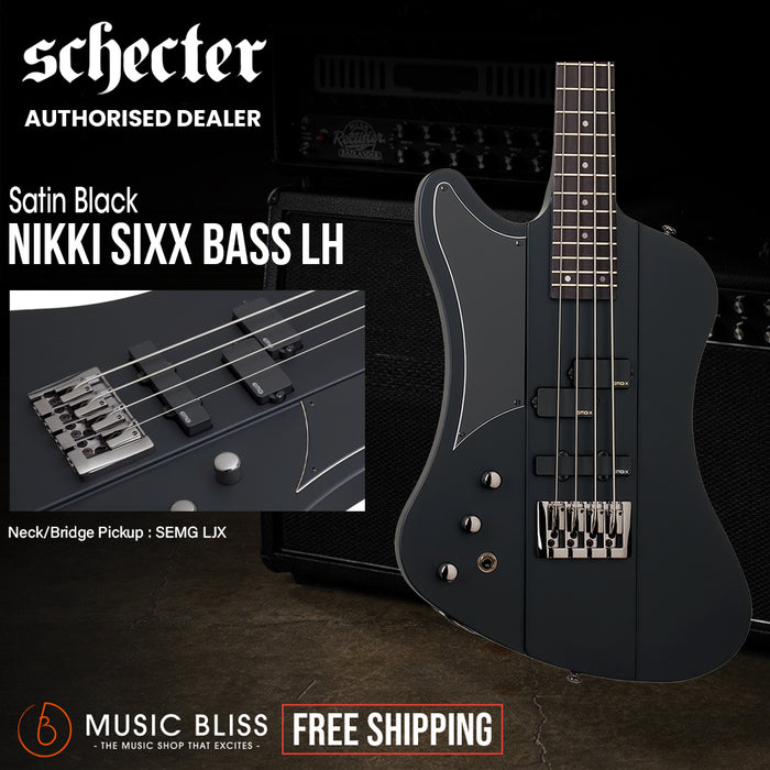 Schecter Nikki Sixx Left-Handed Electric Bass Guitar - Satin Black