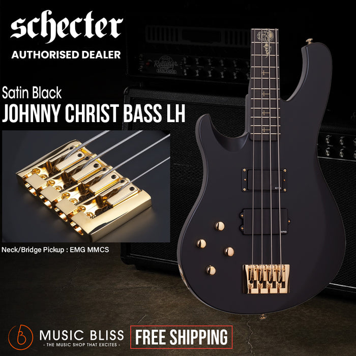 Schecter Johnny Christ Left-Handed Electric Bass Guitar - Satin Black