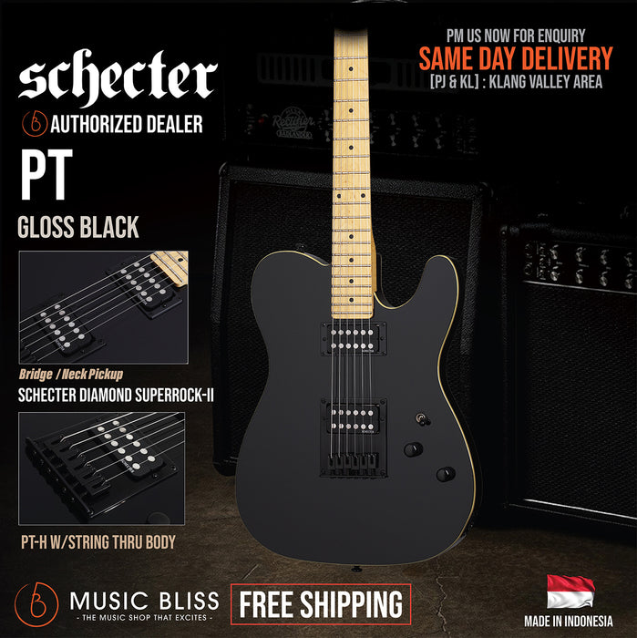 Schecter PT Electric Guitar - Gloss Black [MIK] - Music Bliss Malaysia
