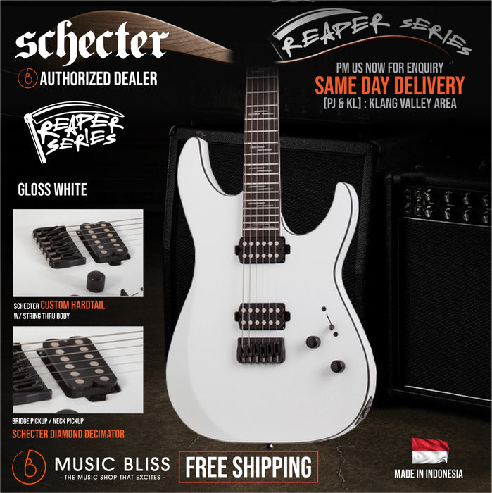 Schecter Reaper-6 Custom Electric Guitar - Gloss White - Music Bliss Malaysia