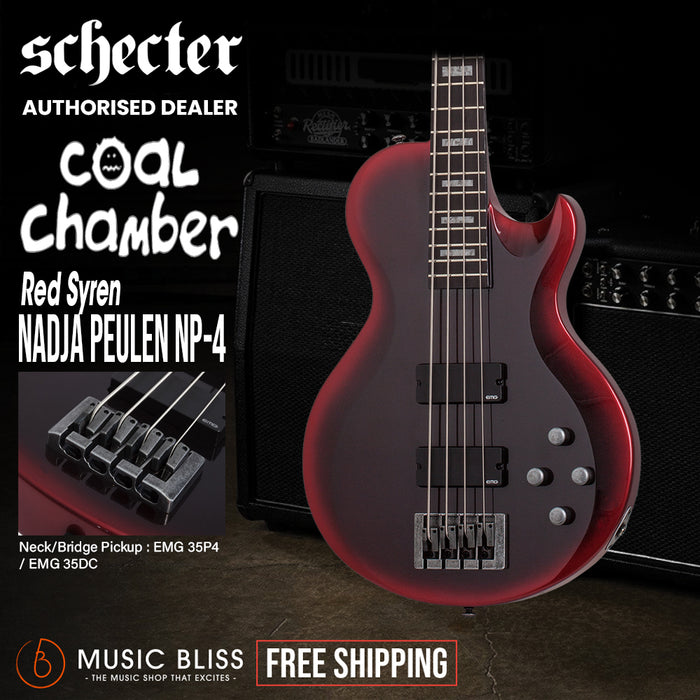 Schecter Nadja Peulen Np-4 Electric Bass Guitar - Red Syren