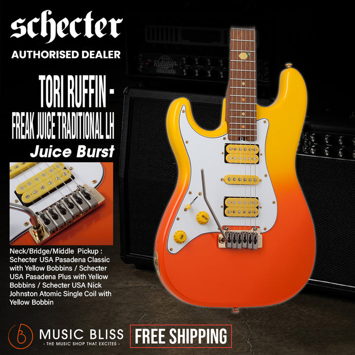 Schecter Tori Ruffin-Freak Juice Traditional Left-Handed Electric Guitar - Juice Burst