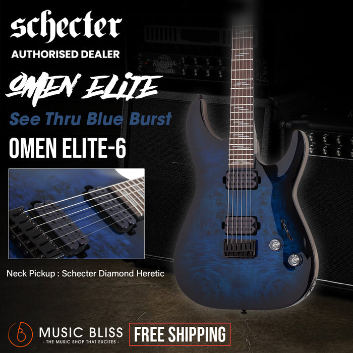 Schecter Omen Elite-6 Electric Guitar - See Thru Blue Burst