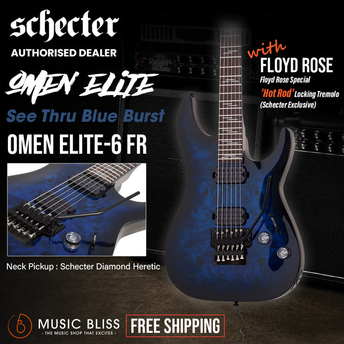 Schecter Omen Elite-6 FR Electric Guitar - See Thru Blue Burst