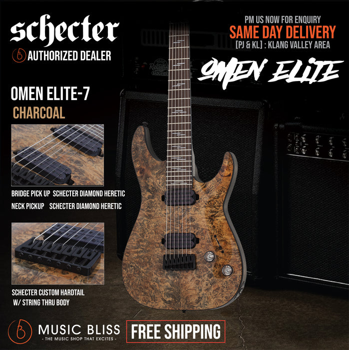 Schecter Omen Elite-7 Electric Guitar - Charcoal - Music Bliss Malaysia