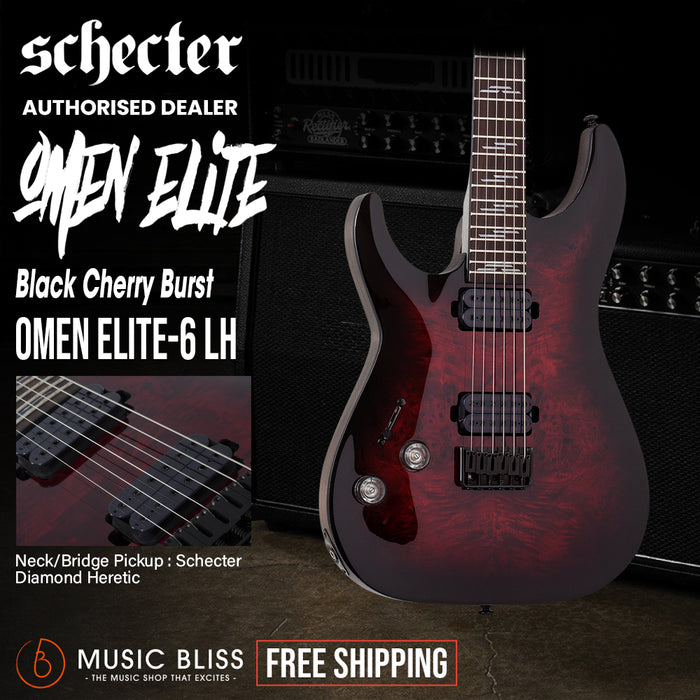 Schecter Omen Elite-6 Left-Handed Electric Guitar - Black Cherry Burst
