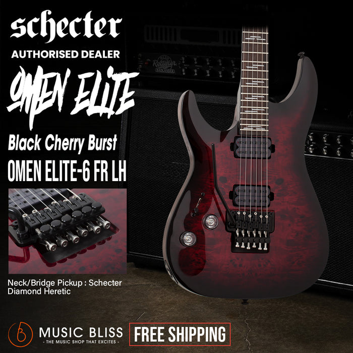 Schecter Omen Elite-6 FR Left-Handed Electric Guitar - Black Cherry Burst