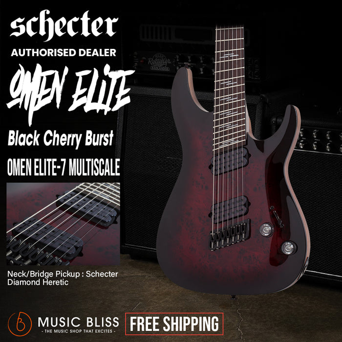 Schecter Omen Elite-7 MS Electric Guitar - Black Cherry Burst
