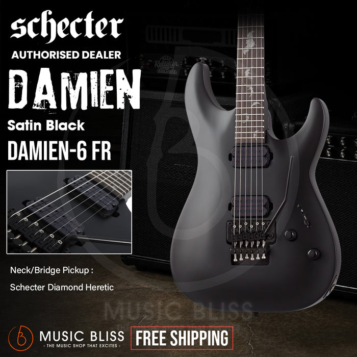 Schecter Damien-6 FR Electric Guitar - Satin Black