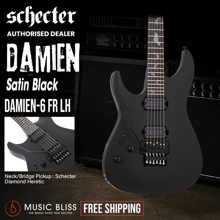 Schecter Damien-6 FR Left-Handed Electric Guitar - Satin Black