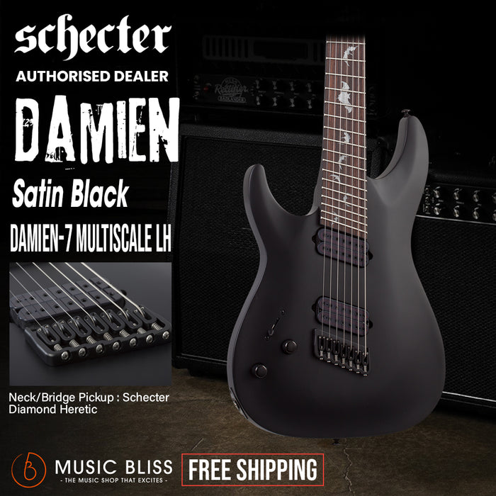 Schecter Damien-7 MS Left-Handed Electric Guitar - Satin Black