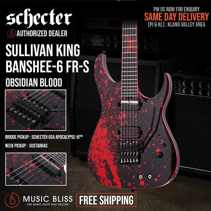 Schecter Sullivan King Banshee 6 FR-S Electric Guitar - Obsidian Blood - Music Bliss Malaysia