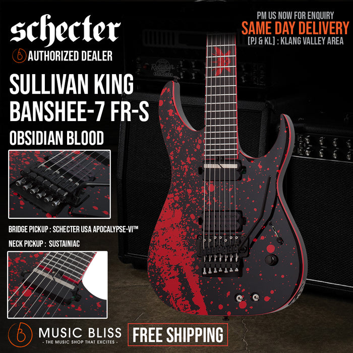 Schecter Sullivan King Banshee 7 FR-S Electric Guitar - Obsidian Blood - Music Bliss Malaysia